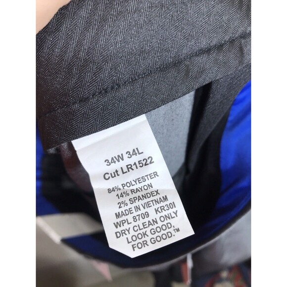 Kenneth Cole Reaction Men's 34 x 34 Slim Grey Flat Front Dress Pants - Picture 11 of 11